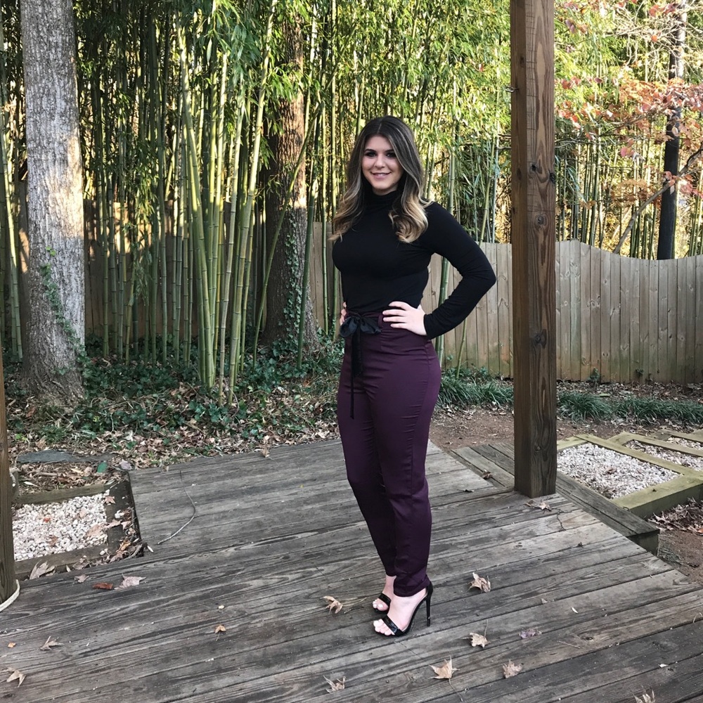 Plum cigarette pants